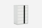 31" Black And White Stainless Steel Five Drawer Dresser