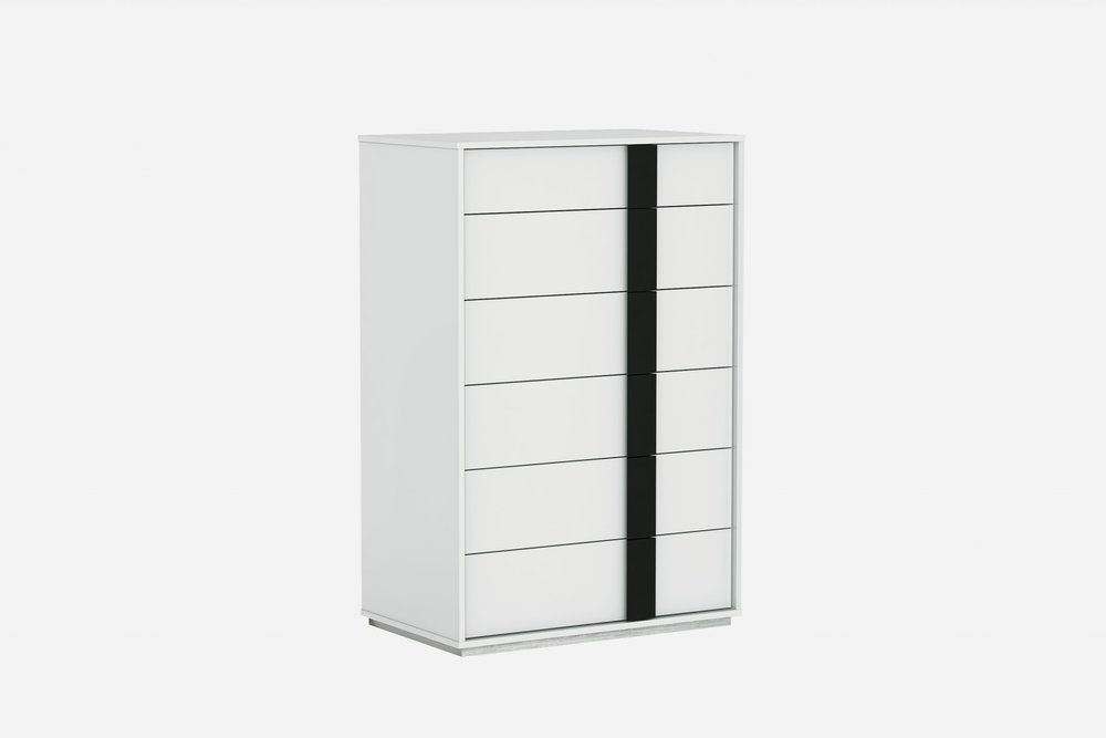 31" Black And White Stainless Steel Five Drawer Dresser