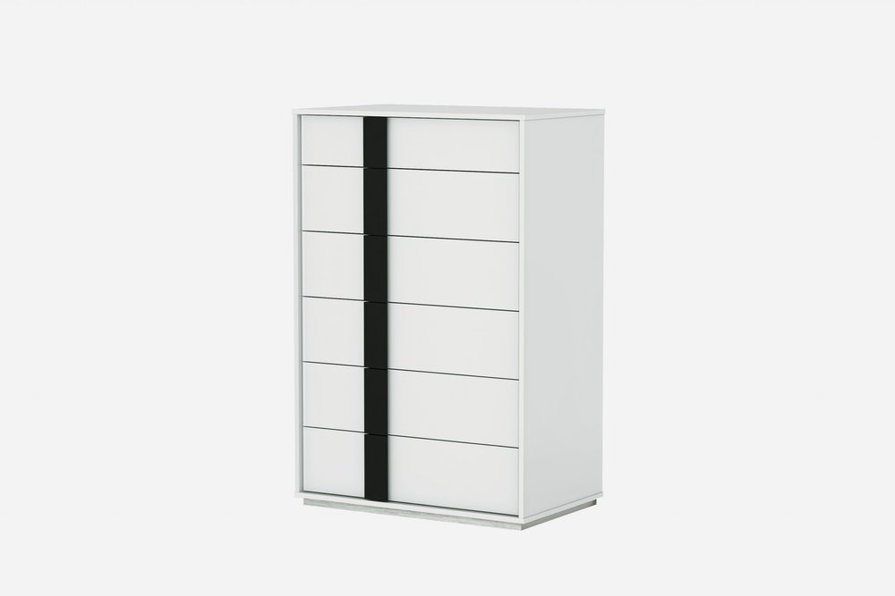 31" Black And White Stainless Steel Five Drawer Dresser
