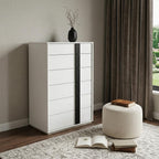 31" Black And White Stainless Steel Five Drawer Dresser