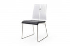 Set of Two Black and Silver Upholstered Faux Leather Dining Side Chairs