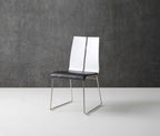 Set of Two Black and Silver Upholstered Faux Leather Dining Side Chairs