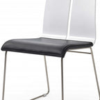 Set of Two Black and Silver Upholstered Faux Leather Dining Side Chairs
