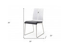 Set of Two Black and Silver Upholstered Faux Leather Dining Side Chairs