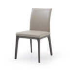 Set of Two Taupe and Gray Upholstered Faux Leather Dining Side Chairs
