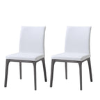 Set of Two Taupe and Gray Upholstered Faux Leather Dining Side Chairs