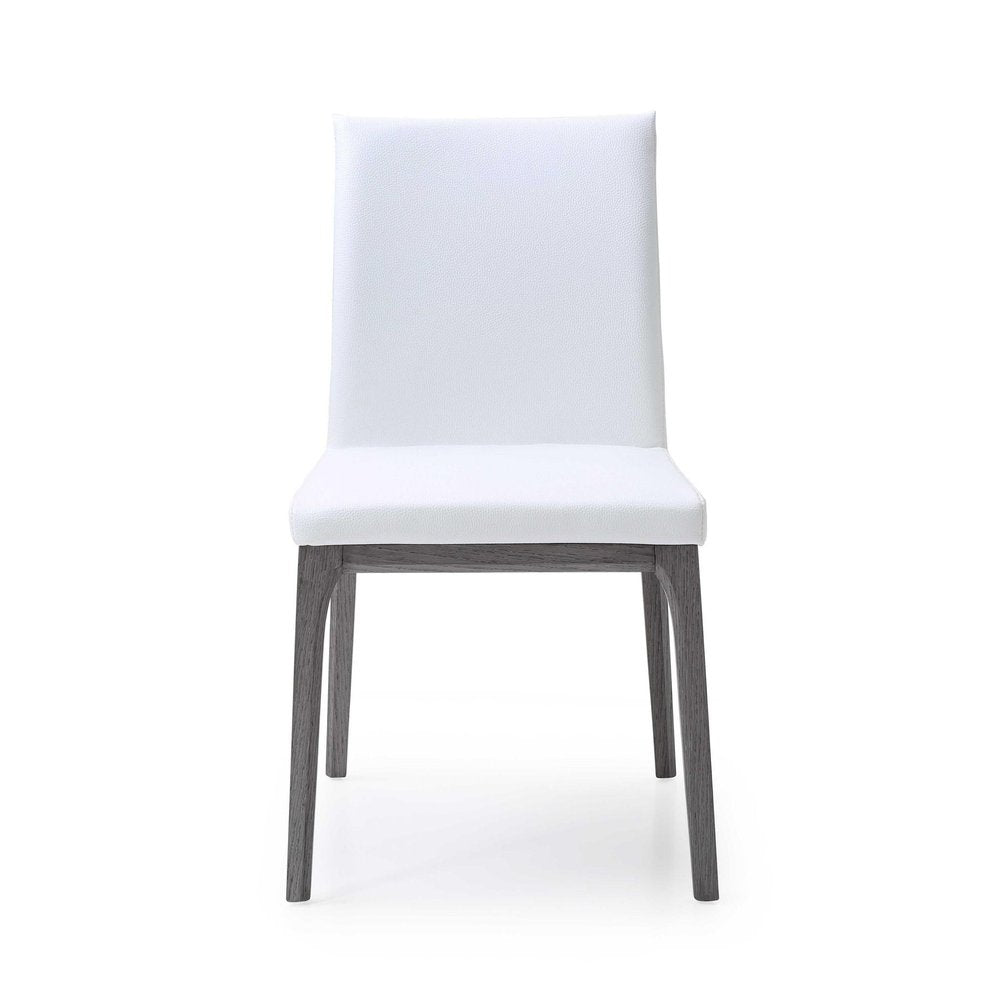 Set of Two Taupe and Gray Upholstered Faux Leather Dining Side Chairs