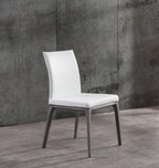 Set of Two Taupe and Gray Upholstered Faux Leather Dining Side Chairs