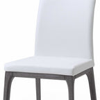 Set of Two Taupe and Gray Upholstered Faux Leather Dining Side Chairs