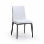 Set of Two Taupe and Gray Upholstered Faux Leather Dining Side Chairs