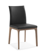 Set of Two Black and Brown Upholstered Faux Leather Dining Side Chairs
