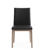 Set of Two Black and Brown Upholstered Faux Leather Dining Side Chairs