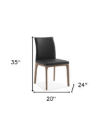 Set of Two Black and Brown Upholstered Faux Leather Dining Side Chairs