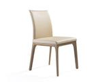 Set of Two Black and Brown Upholstered Faux Leather Dining Side Chairs