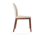 Set of Two Black and Brown Upholstered Faux Leather Dining Side Chairs