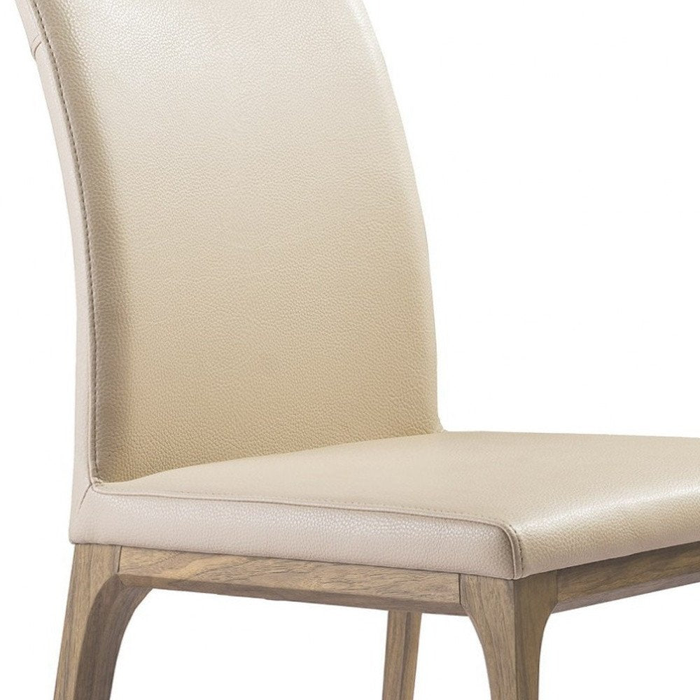 Set of Two Black and Brown Upholstered Faux Leather Dining Side Chairs