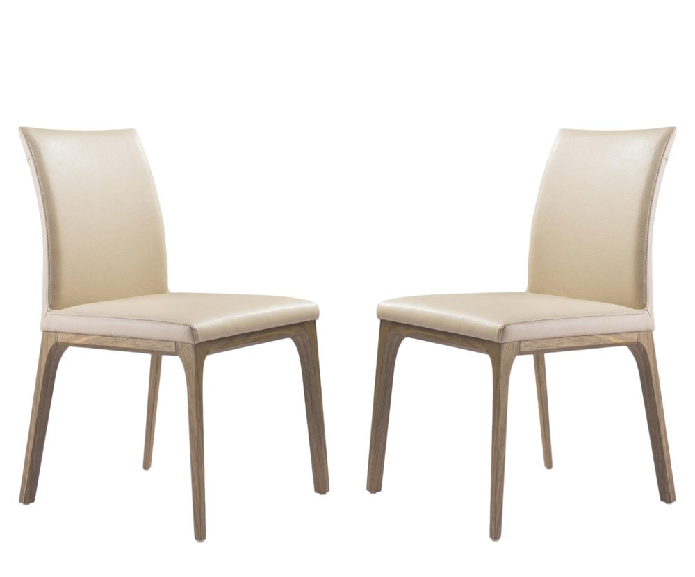 Set of Two Black and Brown Upholstered Faux Leather Dining Side Chairs