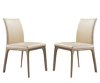 Set of Two Black and Brown Upholstered Faux Leather Dining Side Chairs