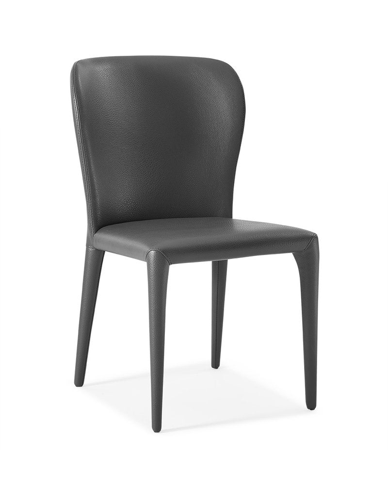 Set of Two White Upholstered Faux Leather Dining Side Chairs