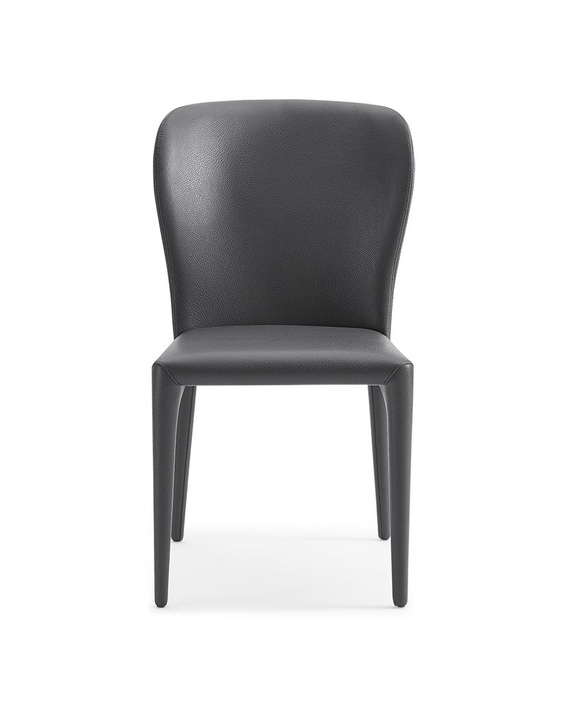 Set of Two White Upholstered Faux Leather Dining Side Chairs