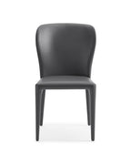 Set of Two White Upholstered Faux Leather Dining Side Chairs