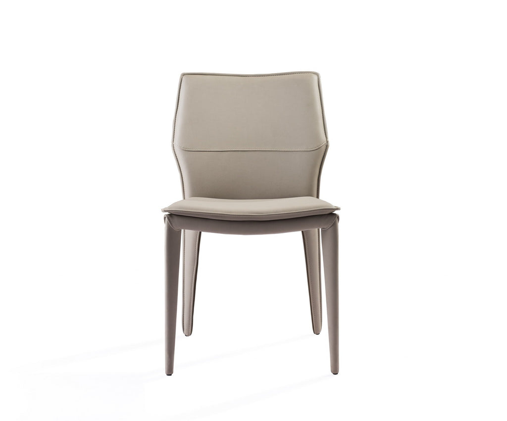 Set of Two Gray Slipcovered Upholstered Faux Leather Dining Side Chairs