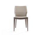 Set of Two Gray Slipcovered Upholstered Faux Leather Dining Side Chairs