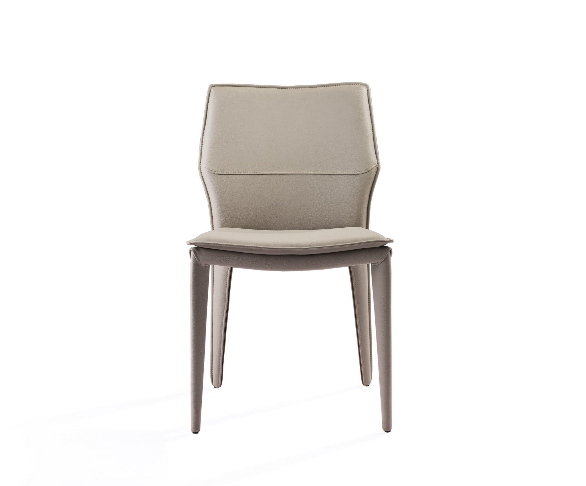 Set of Two Gray Slipcovered Upholstered Faux Leather Dining Side Chairs