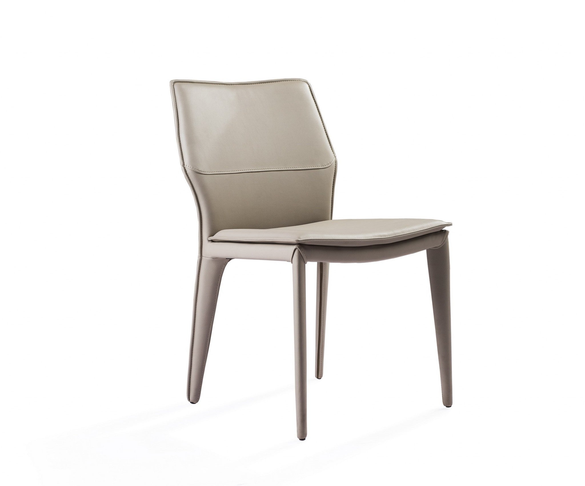 Set of Two Gray Slipcovered Upholstered Faux Leather Dining Side Chairs