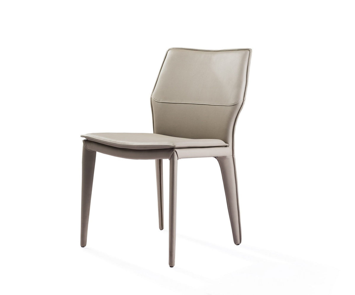 Set of Two Gray Slipcovered Upholstered Faux Leather Dining Side Chairs