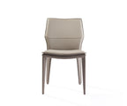 Set of Two Gray Slipcovered Upholstered Faux Leather Dining Side Chairs