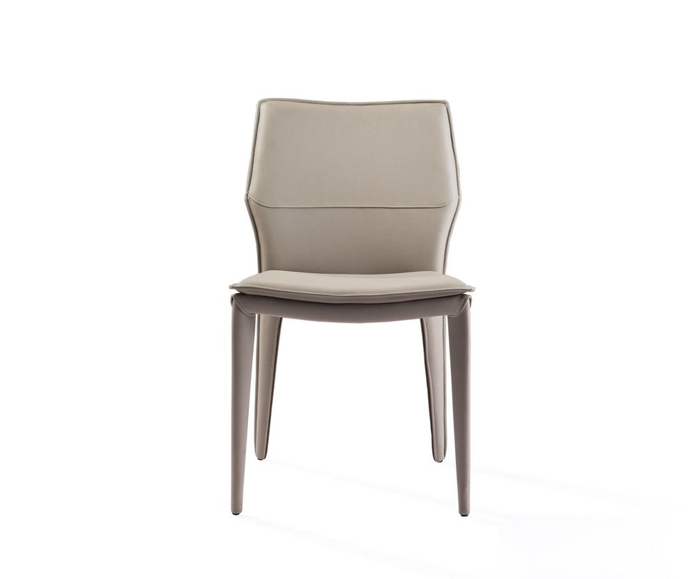 Set of Two Gray Slipcovered Upholstered Faux Leather Dining Side Chairs