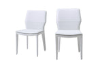 Set of Two Gray Slipcovered Upholstered Faux Leather Dining Side Chairs