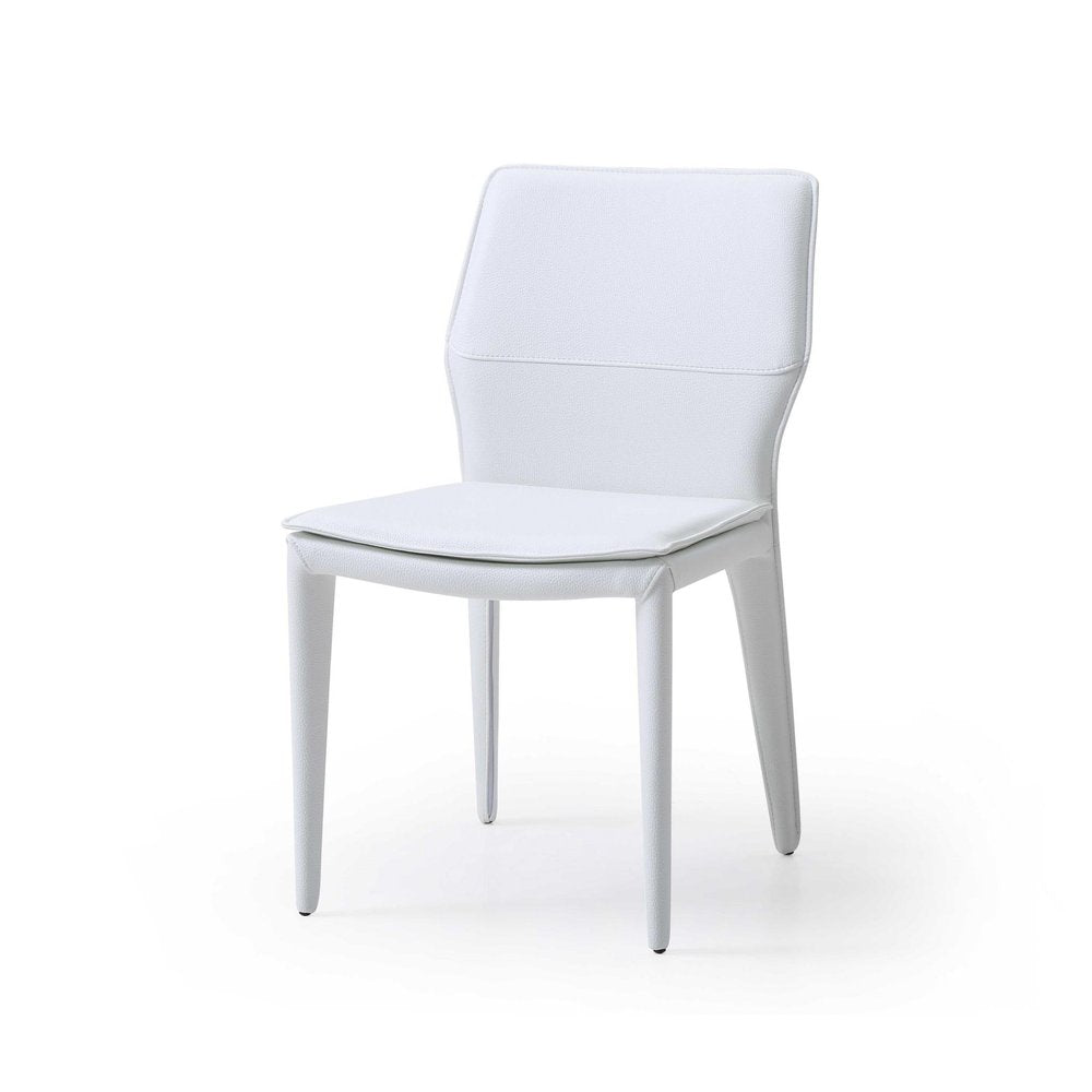 Set of Two Gray Slipcovered Upholstered Faux Leather Dining Side Chairs