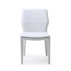 Set of Two Gray Slipcovered Upholstered Faux Leather Dining Side Chairs