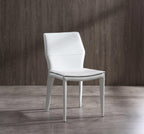 Set of Two Gray Slipcovered Upholstered Faux Leather Dining Side Chairs