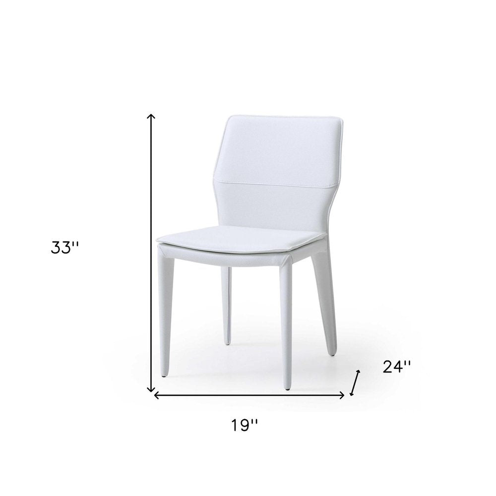 Set of Two Gray Slipcovered Upholstered Faux Leather Dining Side Chairs