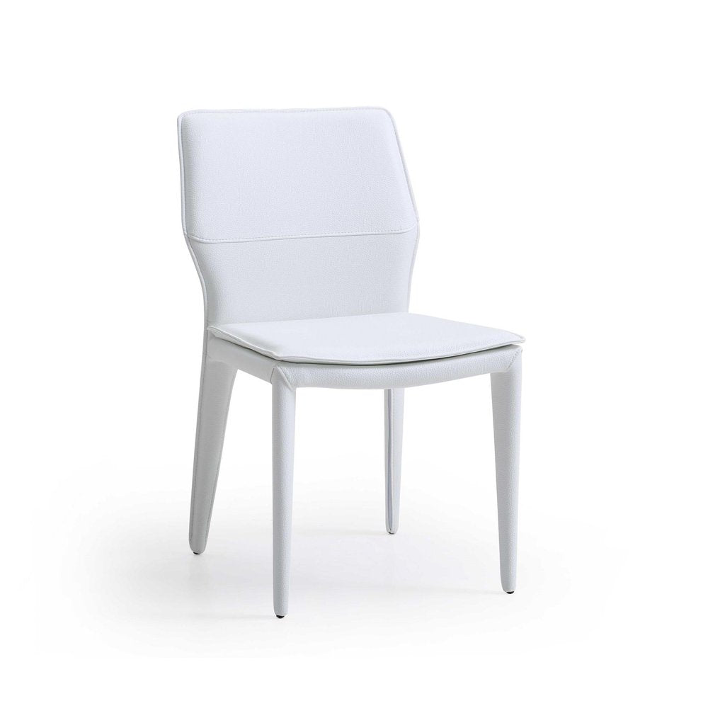 Set of Two Gray Slipcovered Upholstered Faux Leather Dining Side Chairs