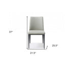 Set of Two Gray and Black Upholstered Faux Leather Dining Side Chairs