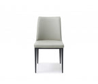 Set of Two Gray and Black Upholstered Faux Leather Dining Side Chairs