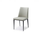 Set of Two Gray and Black Upholstered Faux Leather Dining Side Chairs
