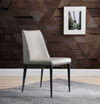Set of Two Gray and Black Upholstered Faux Leather Dining Side Chairs