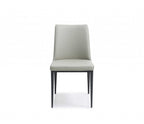 Set of Two Gray and Black Upholstered Faux Leather Dining Side Chairs