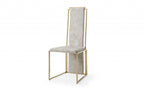 Set of Two Beige and Gold Upholstered Dining Side Chairs