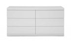 63" White Solid Wood Six Drawer Double Dresser