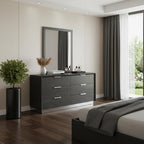 63" Grey Solid Wood Six Drawer Double Dresser