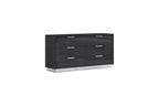 63" Grey Solid Wood Six Drawer Double Dresser
