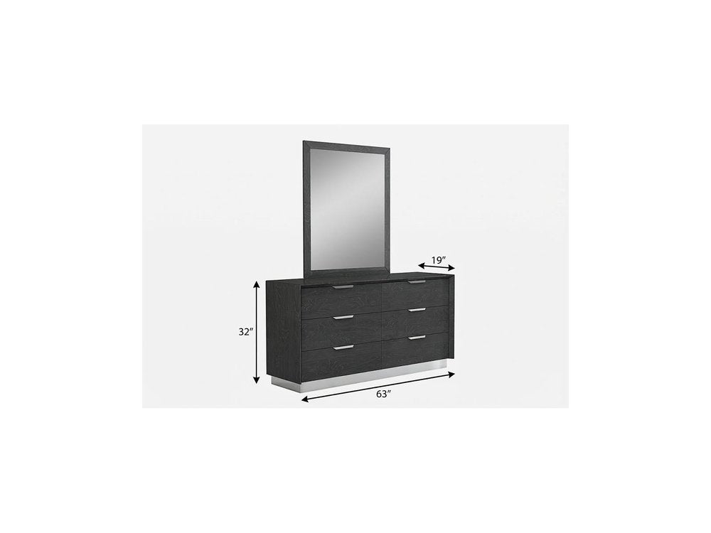 63" Grey Solid Wood Six Drawer Double Dresser