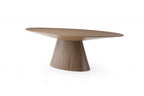 95" Gray Rounded Solid Wood Pedestal Base Dining Table