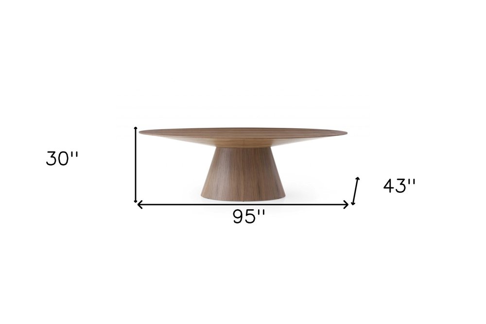 95" Gray Rounded Solid Wood Pedestal Base Dining Table